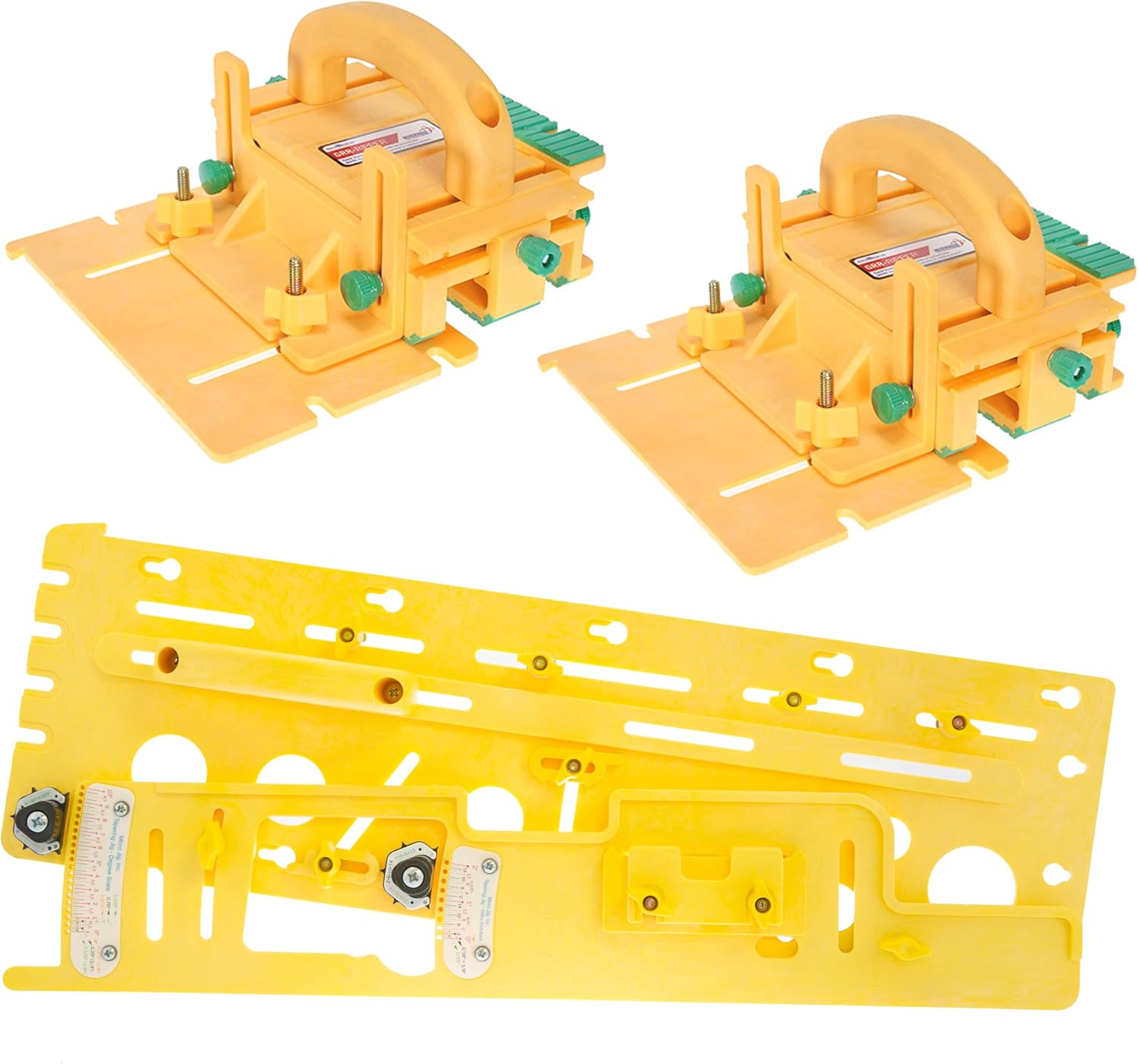 Microjig Grr-ripper Advanced (2-Pack) with MicroDial Tapering Jig | For Table Saws, Router Tables, Jointers, and Band Saws | For DeWalt/Makita/Bosch/Skil/Jet/Powermatic/SawStop and More