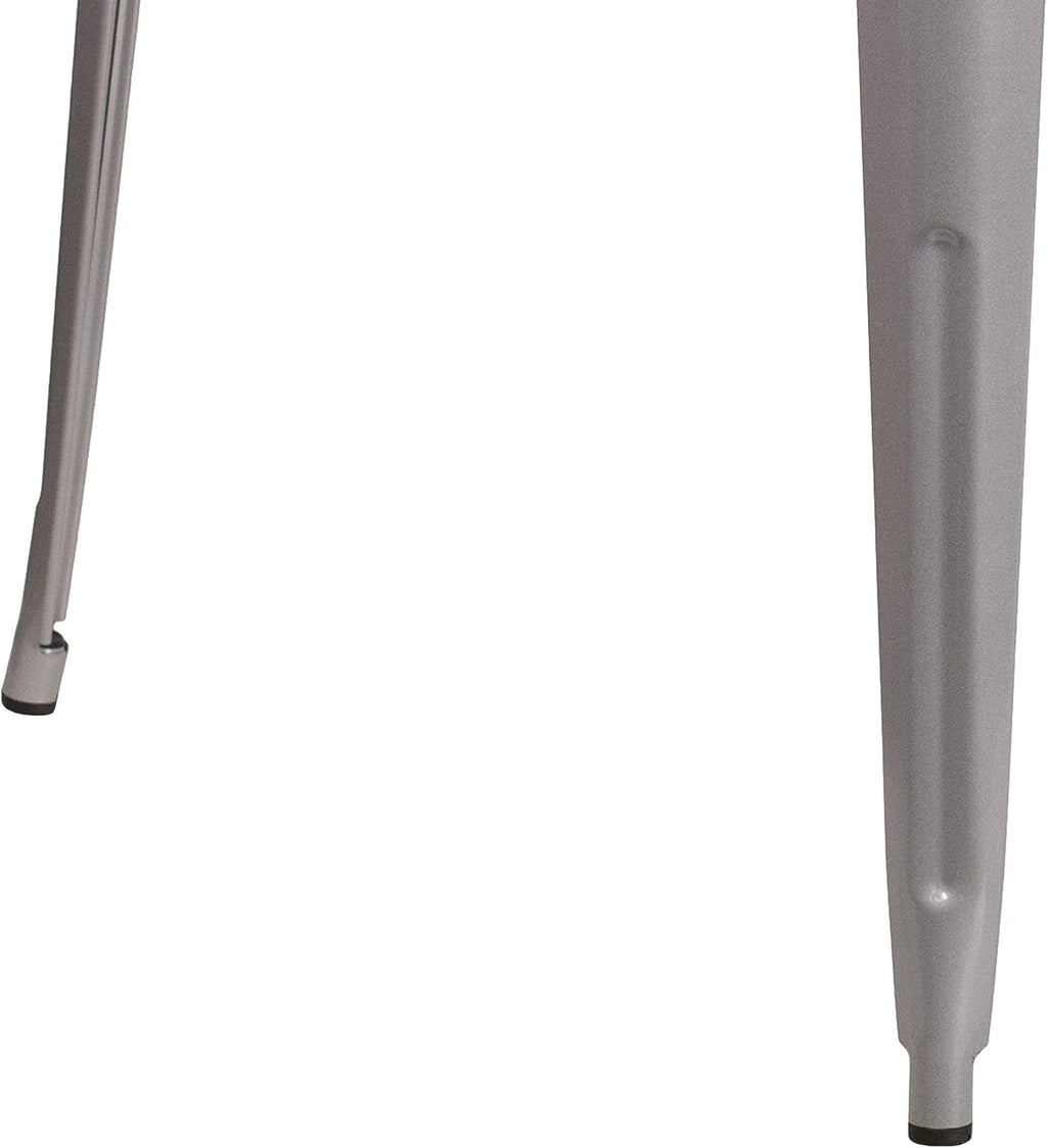 EMMA + OLIVER Commercial Grade 31.5' Square Silver Metal Indoor-Outdoor Bar Height Table