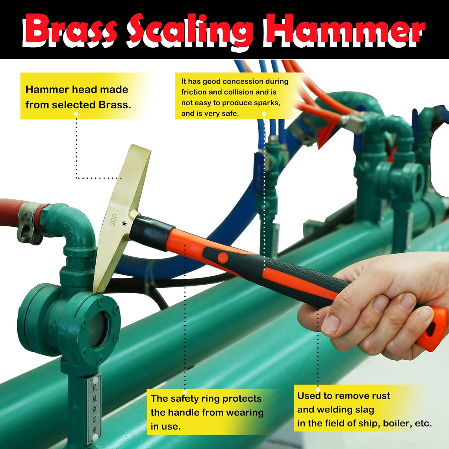 WEDO 4PCS Hammer Set,3lb Sledge Hammer,1lb Ball Pein Hammer,2lb Ball Pein Hammer,2lb Drum Type Hammer,Brass,Fiberglass Handle,Die-Forge,Corrosion Resistant
