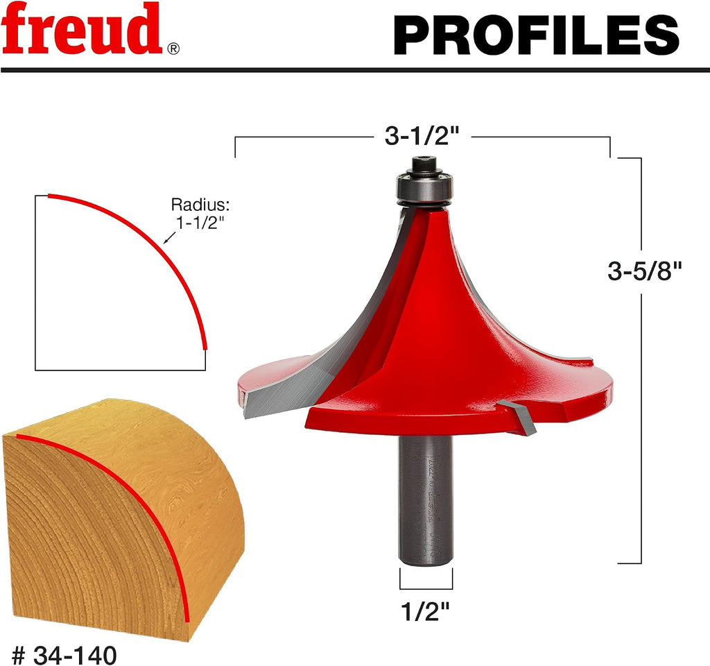 Freud 34-140: 1-1/2' Radius Rounding Over Bit with 1/2' Shank