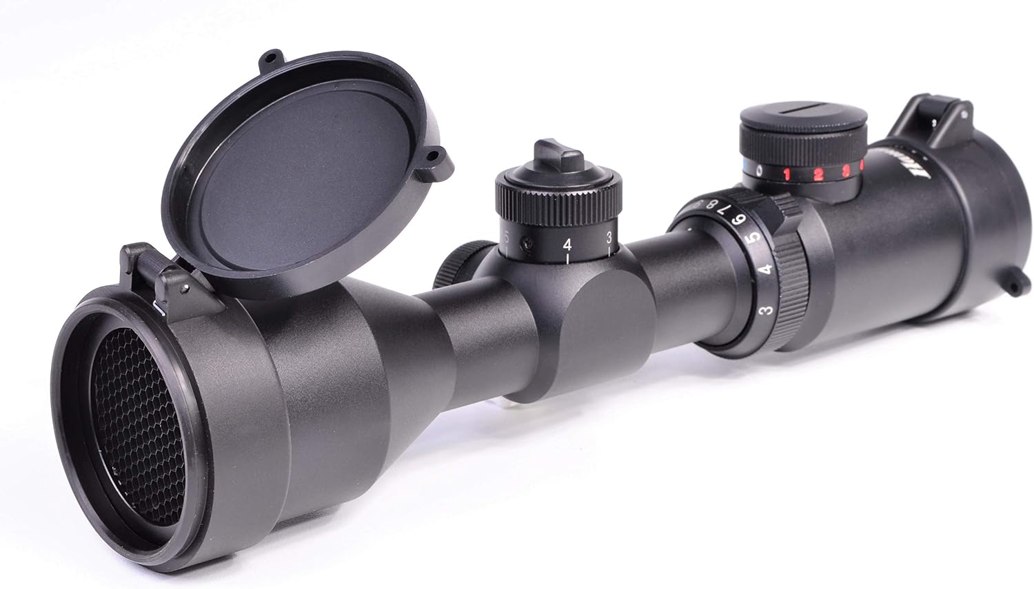 Hammers Compact Short Rifle Scope 3-9x42 GDT w/Extended Eye Relief, Rings, Honeycomb Anti-Reflection Filter, Flip Open Lens Caps