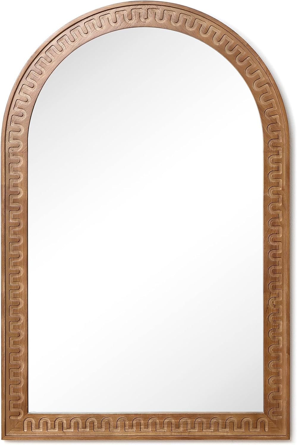 LuxenHome Arched Wall Mirror, 40'x29' Farmhouse Wooden Decorative Mirrors for Wall, Accent Entryway Mirror, Wall Mounted Mirror for Living Room