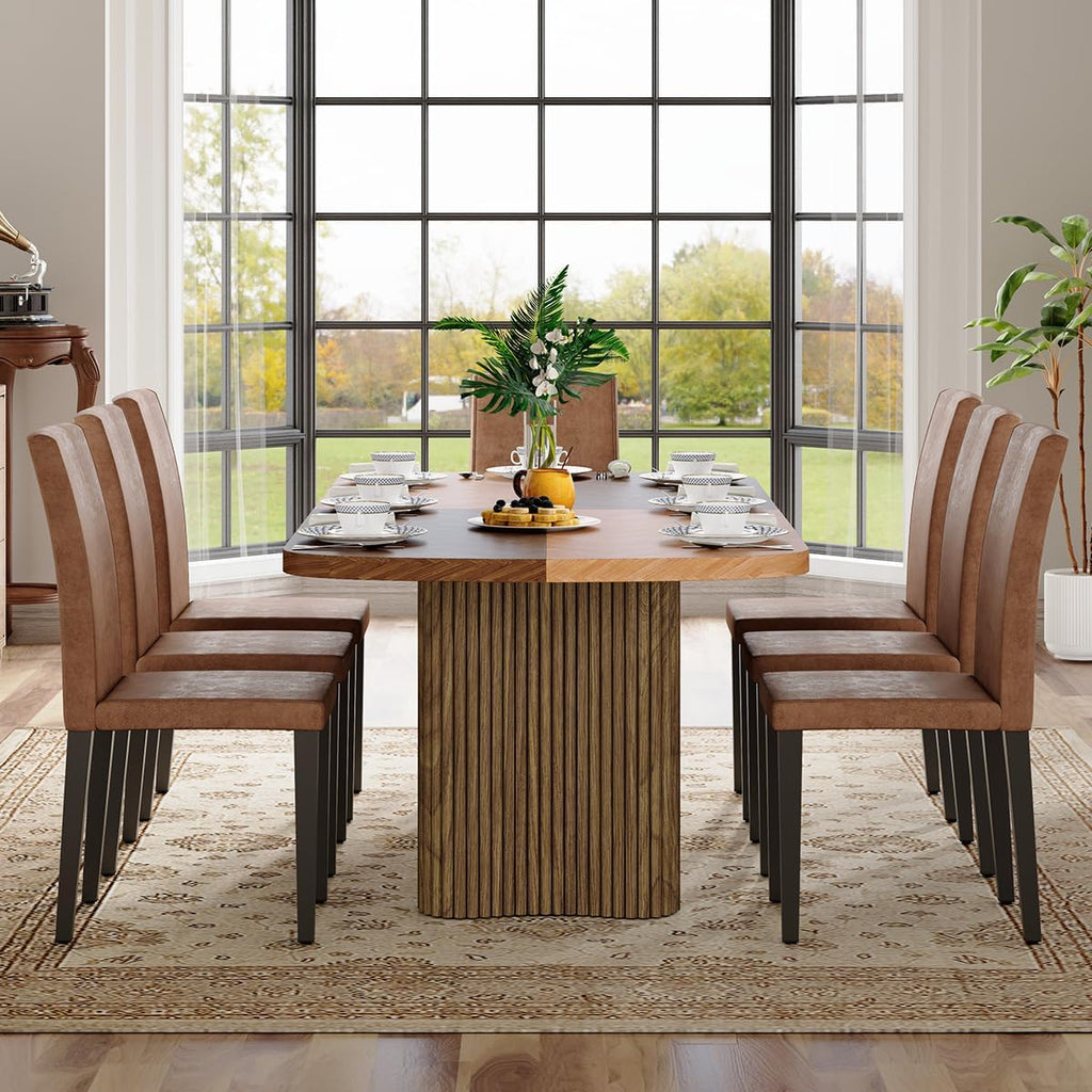 Dining Table Set for 8 - Large 78.7' Rectangular Kitchen Table Set for 8 with Cushioned Chairs,Modern Mid-Century Wood Dining Room Table for 8 Ideal for Kitchen & Gatherings