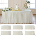 leegleri 6 pk 6ft Ivory Tulle Tablecloth for Rectangle Tables, 2-in-1 Cream Table Covers with Tulle Skirt,Wrinkle Free Stretchy Ruffle Tulle Table Cloths Fitted for Wedding Party Banquet Vendor