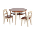 ECR4Kids Hideaway Table and Chair Set, Kids Furniture, Dark Walnut/Antique White, 3-Piece