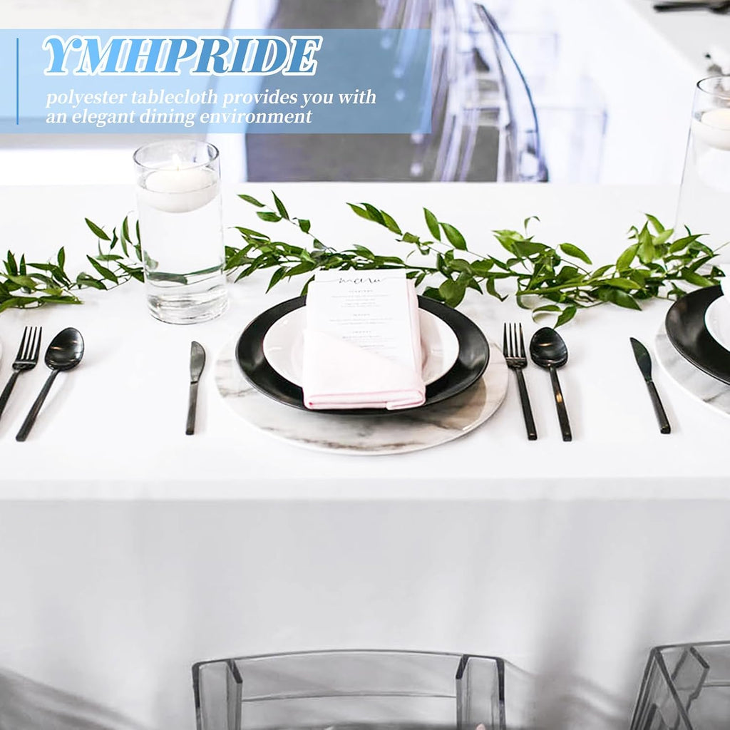 12 Pack White Tablecloths for Rectangle Tables Stain and Wrinkle Resistant Washable Polyester Tablecloth 90 x 132 Inch White Table Cloth Rectangle Table 6 Foot Rectangle Table Cloth for Wedding Party