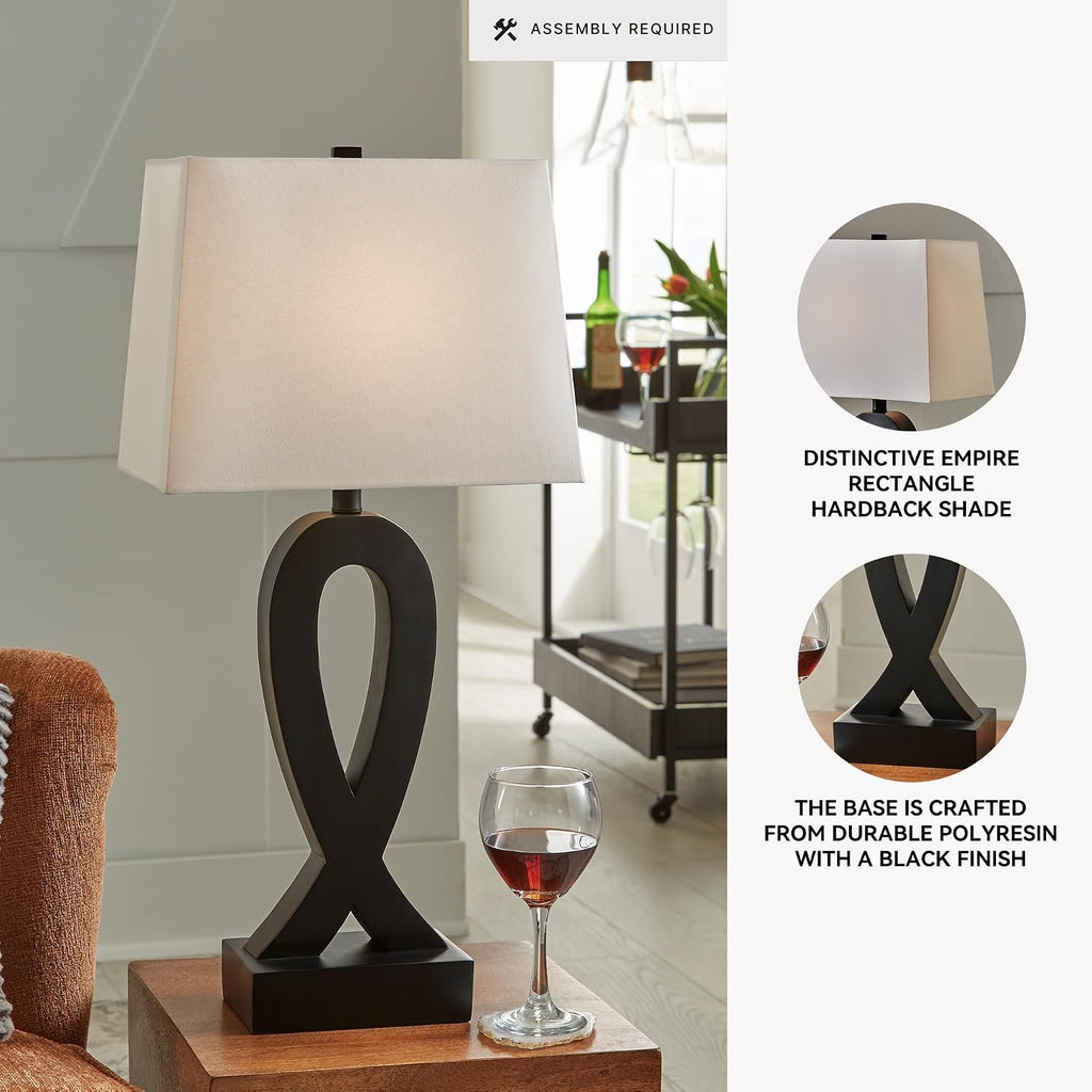 Signature Design by Ashley Markellton Modern 29.25' Polyresin Table Lamp, Set of 2, Black