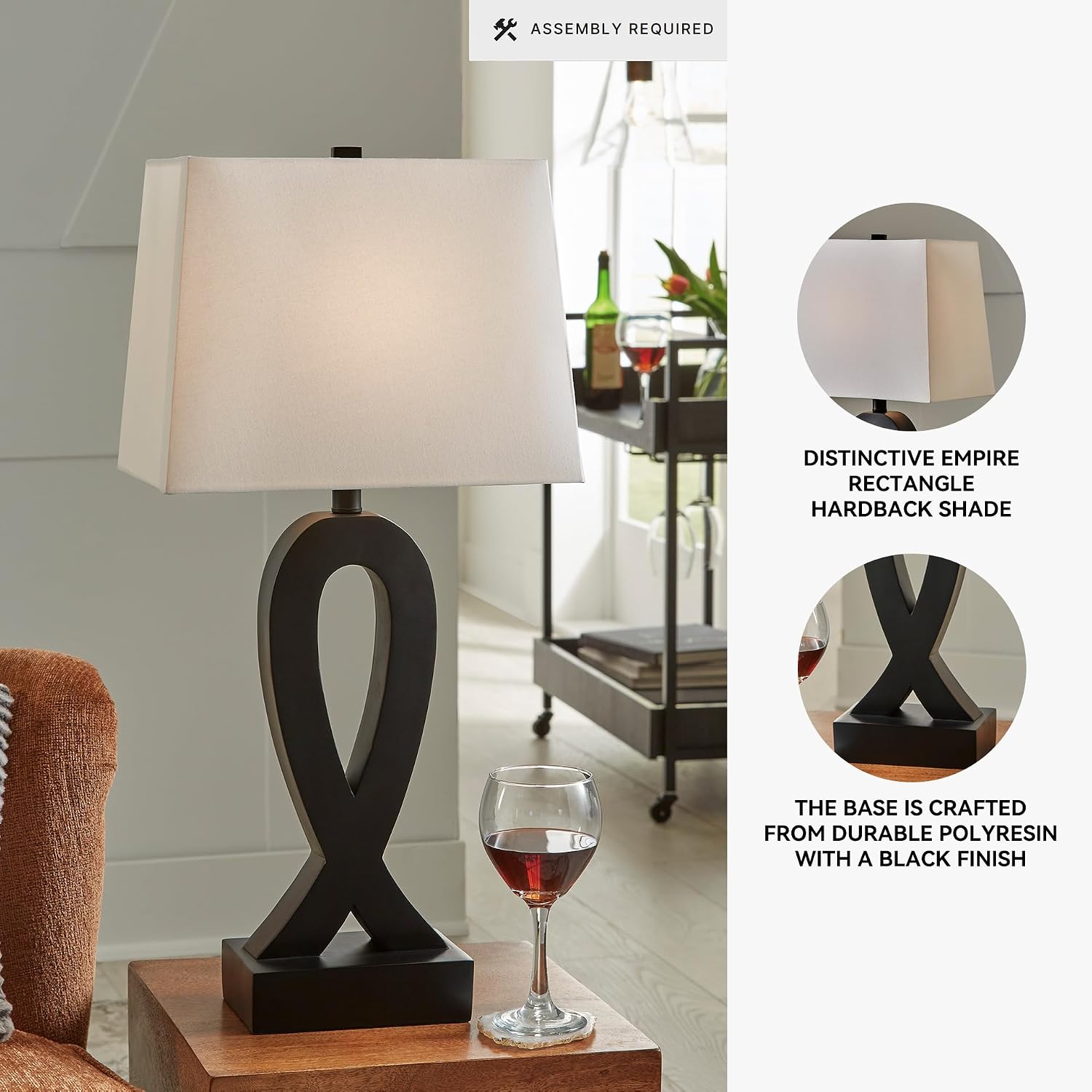 Signature Design by Ashley Markellton Modern 29.25' Polyresin Table Lamp, Set of 2, Black