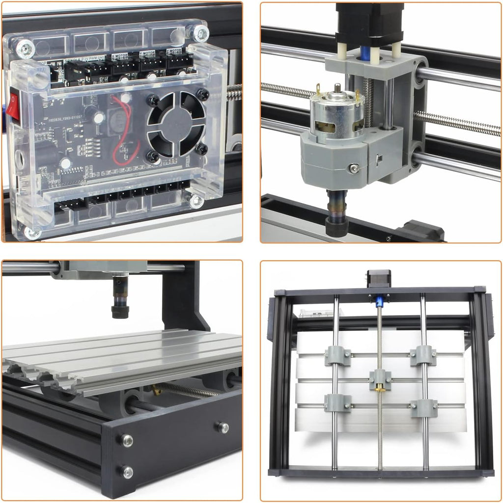 RATTMMOTOR DIY CNC Router Kit, 3 Axis Hobby CNC Router Machine GRBL Control, Plastic Acrylic PVC PCB Wood Mini Desktop Engraving Milling Carving Machine, Working Area 300x180x45mm
