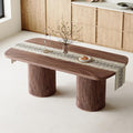 78.7' Extra Long Dining Table for 6-10 People, Farmhouse Kitchen Table with Cylindrical Fluted Bases, Rectangular Dining Table for Dining Room, Kitchen, Living Room, Walnut