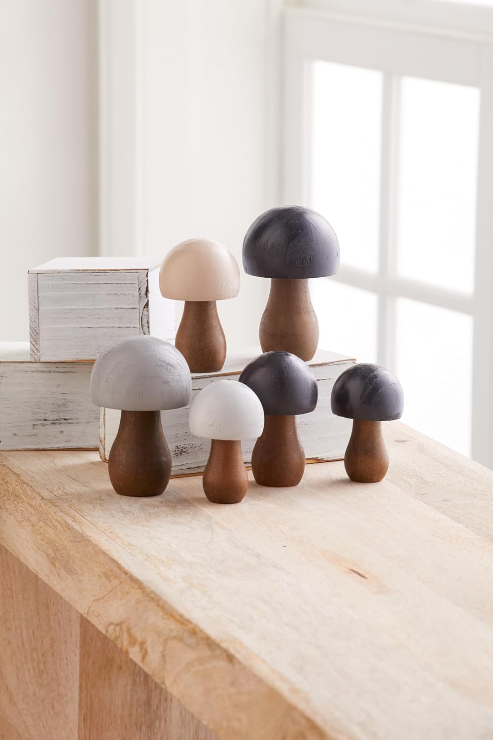 Your Heart's Content Wood Mushrooms Set of 18, Custom Colors, Charming Nature Inspired Gift, cottagecore, Hand Painted, Wooden Mushrooms, Whimsy, Home Decor, Hand Painted, (Paint Set of 18)