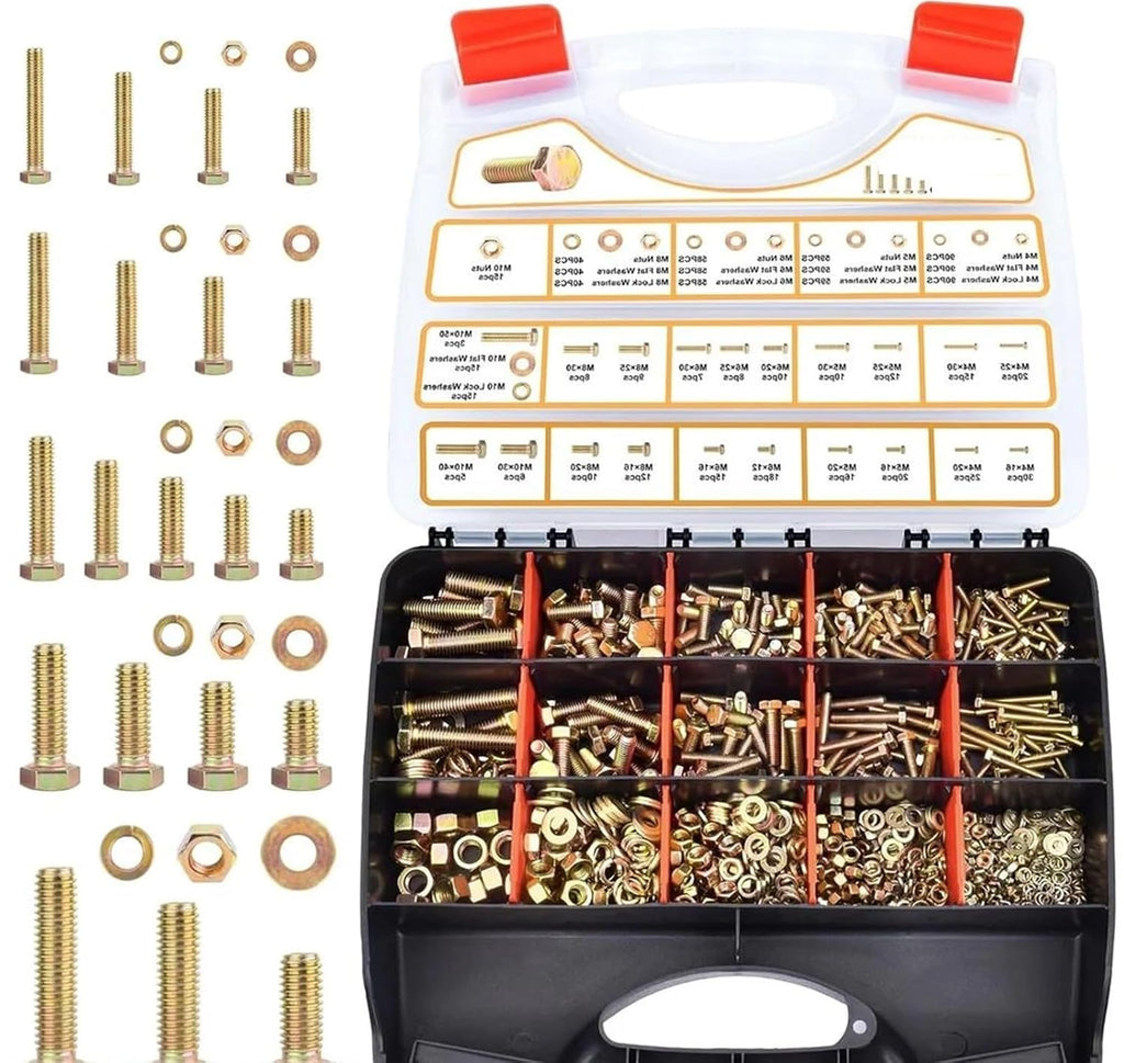 Nut & Bolt Sets 1045PCS Grade 8. Zinc Plated Heavy Duty Metric Bolt and Nut Assembly
