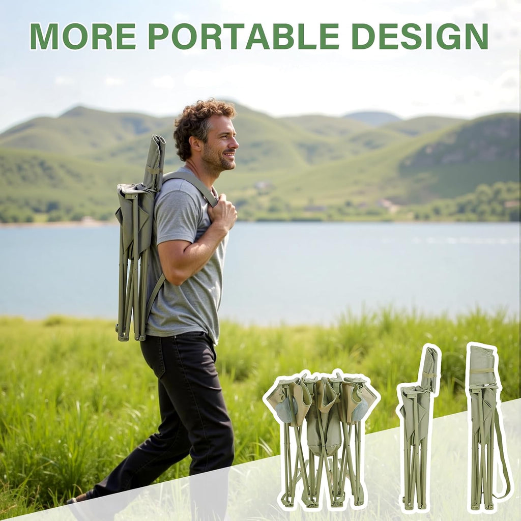 Camping Chair Set of 3, Outdoor Folding Camping Chairs for Heavy People with Cup Holder & Carry Bag,Collapsible Chair Include One Sofa Chair and Two Single Chair,Support up to 500lbs