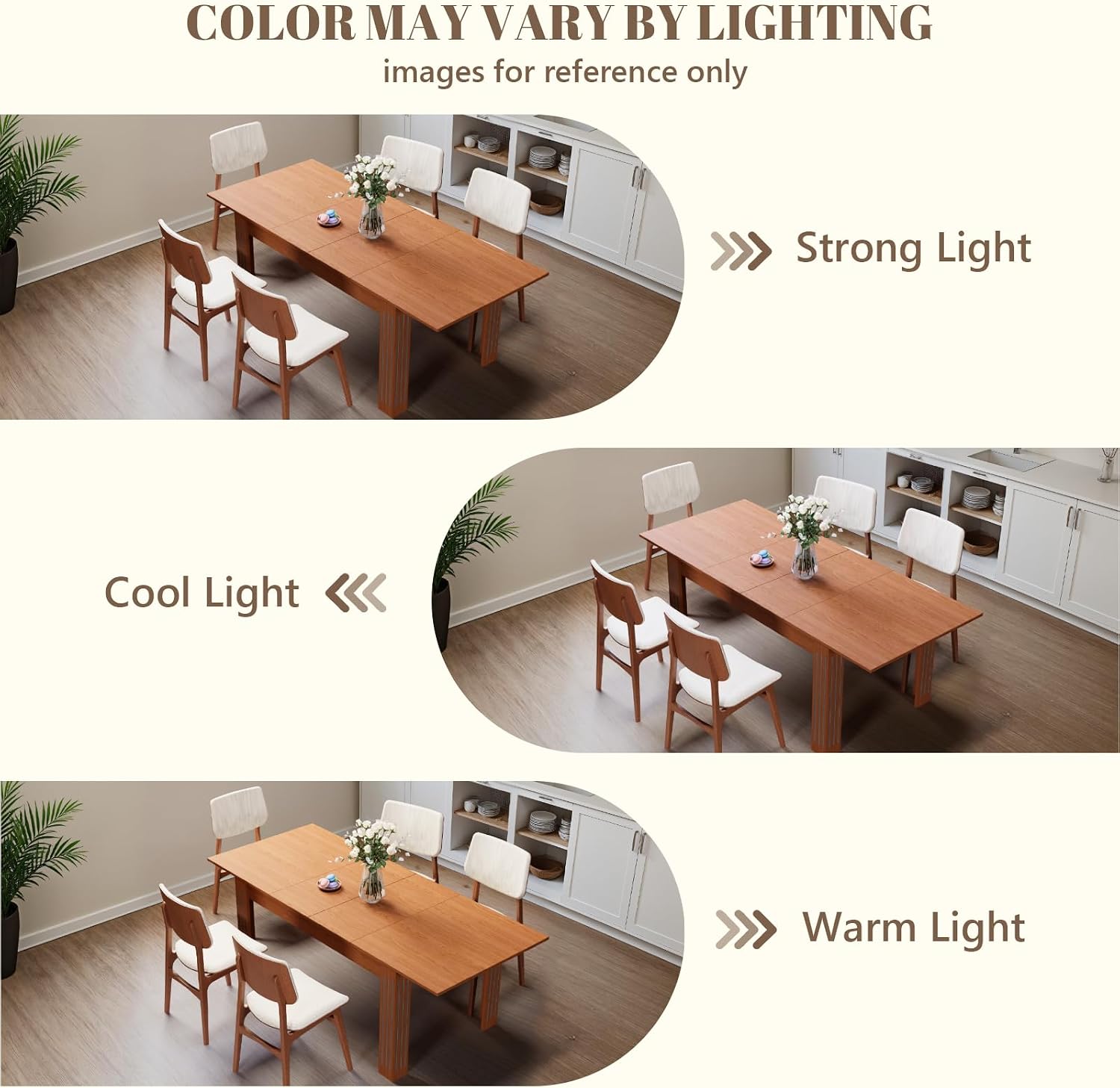 Extendable Dining Table, 54-85 Inch Expandable Table for 4-10 People, Modern Rectangular Dining Table, Space-Saving for Kitchen & Dining Room