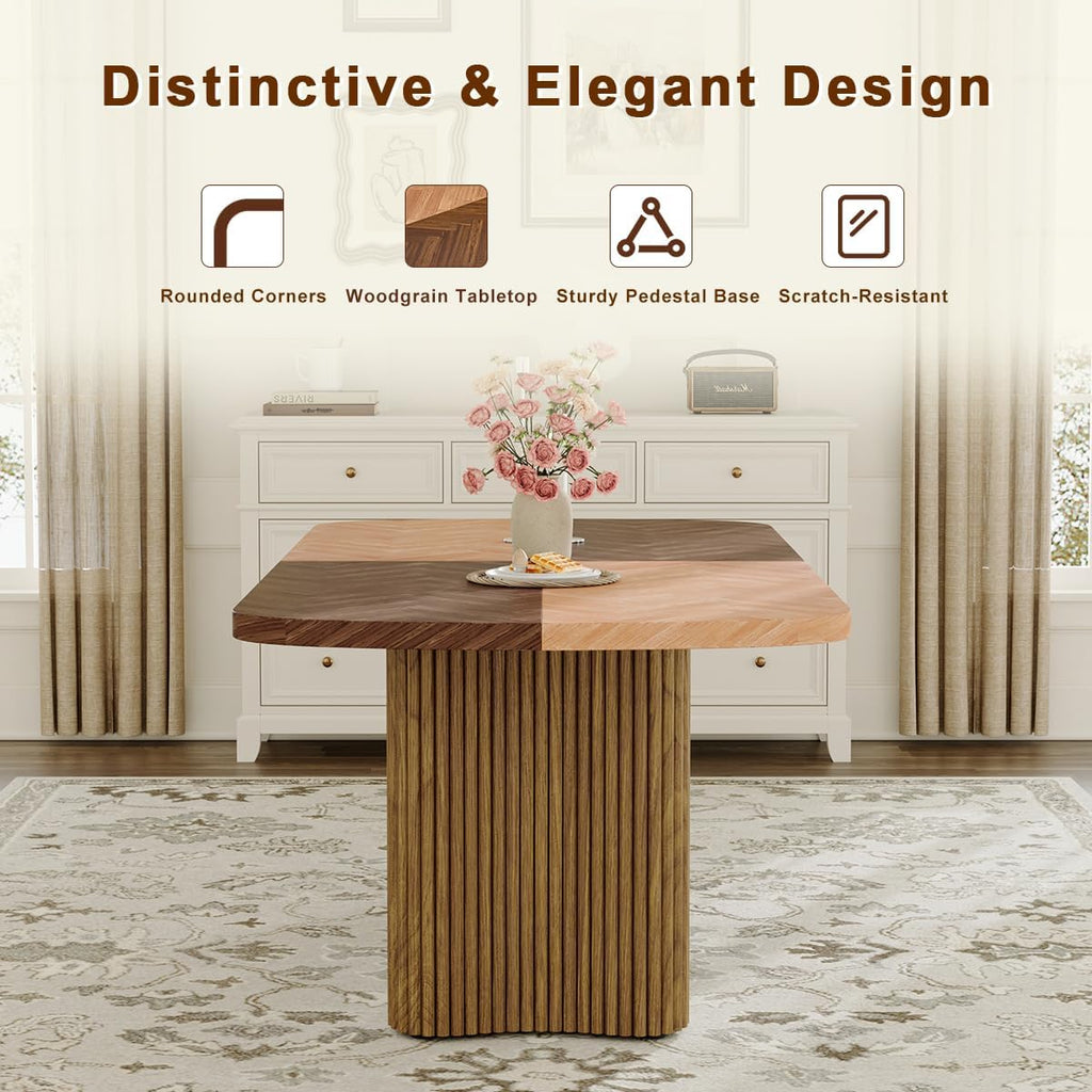 79' Dining Room Table Set for 6,Large Dining Table Set for 6 with Velvet Chairs,Rectangular Modern Mid-Century Wood Dining Room Table Set for 6,Ideal for Dining & Gatherings