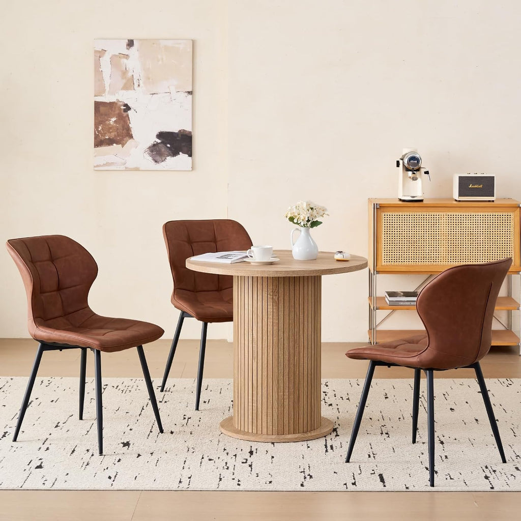 31.5' Round Dining Table for 2, Modern Small Pedestal Kitchen Table, Space Saving, for Apartment Dining Living Room