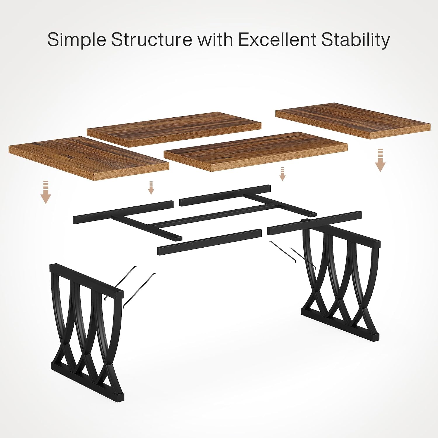 Tribesigns 6 ft Conference Table for 6-8 People, 70.86-Inch Rectangle Meeting Seminar Table with Unique Curved Metal Support for Home Office, (Without Chair, Retro Brown & Black) (2)