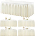 4 Pack Ivory Rectangle Tablecloth 8 FT Stretch Spandex Fitted Table Cloth for 8 Foot Rectangle Tables Banquet Tablecloths Wrinkle Free Table Cover Skirt Ruffle Tablecloth for Party Wedding Birthday