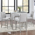 LUMISOL Dining Table Set for 4, 5-Piece Solid Wood Counter Height Kitchen Table Set with 4 Upholstered Chairs for Kitchen, Dining Room, Home Bar, Silver Gray