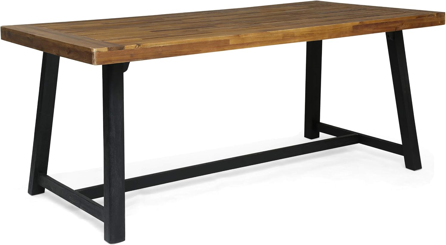 Christopher Knight Home Toby Outdoor Acacia Wood Dining Table, Sandblast Teak Finish and Black