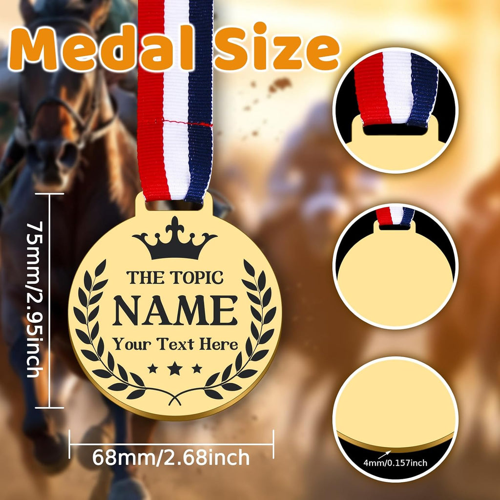 Custom Medals for Awards, Personalized Engraved Medals Bulk with Name Text, 1st 2nd 3rd Place Medal for School Family Sports Event Celebration Souvenirs, Competition Trophy Medal for Kids Adults