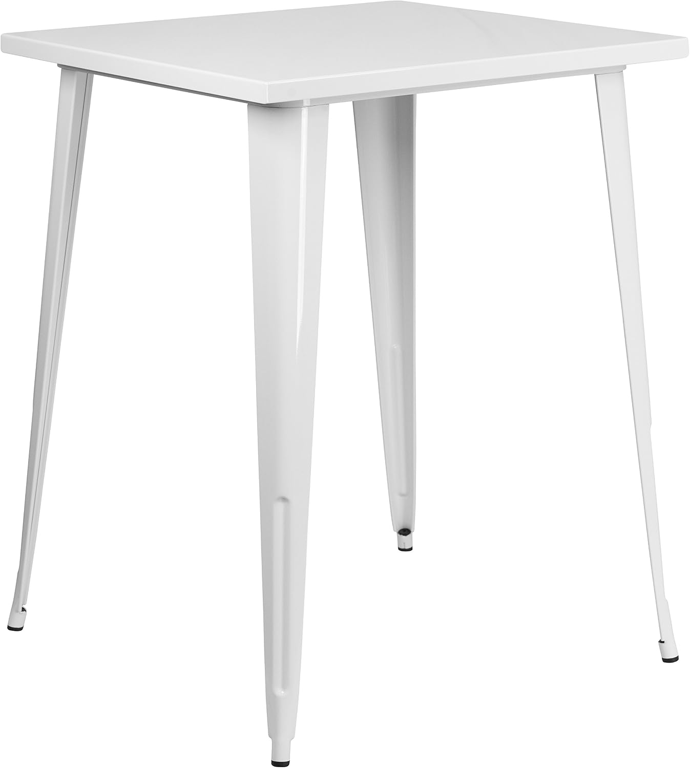 EMMA + OLIVER Commercial Grade 31.5' Square White Metal Indoor-Outdoor Bar Height Table