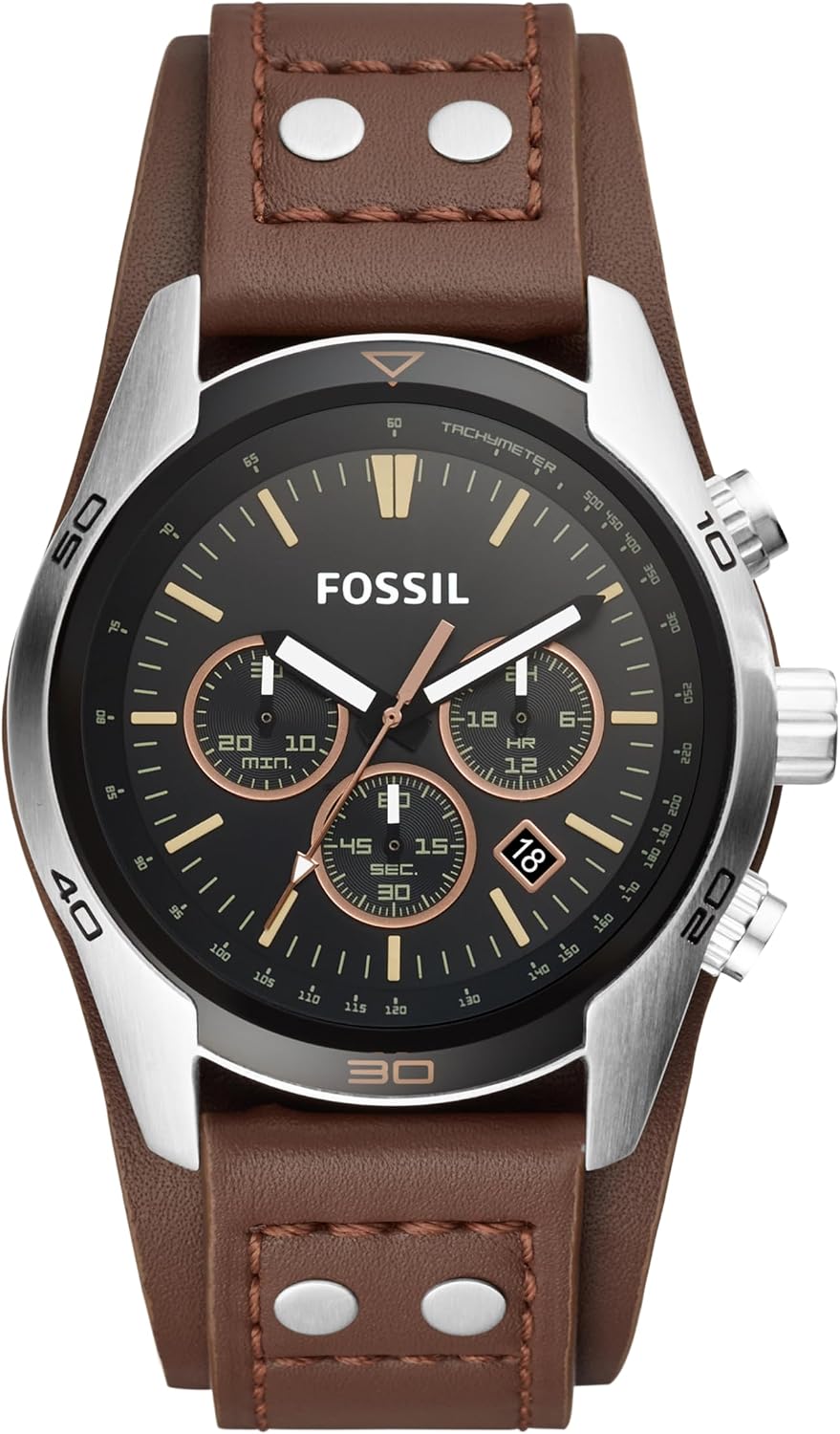 Fossil Men's Watch, Coachman Quartz Stainless Steel and Chronograph Leather Watch for Men