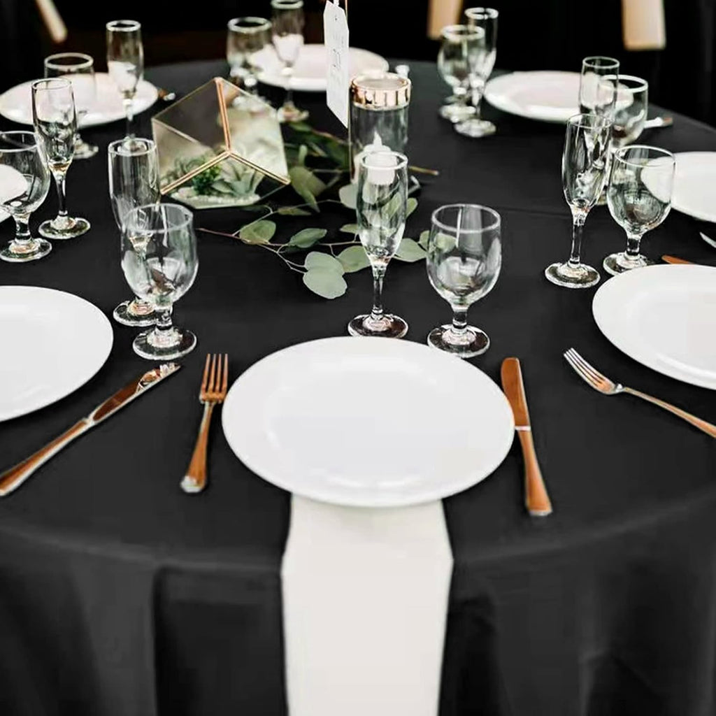 12 Pack Round Tablecloth 108 Inch - Black Polyester Tablecloth for Round Table, Premium Stain and Wrinkle Resistant Washable Fabric Table Cover for Wedding Party Banquet Restaurant Reception