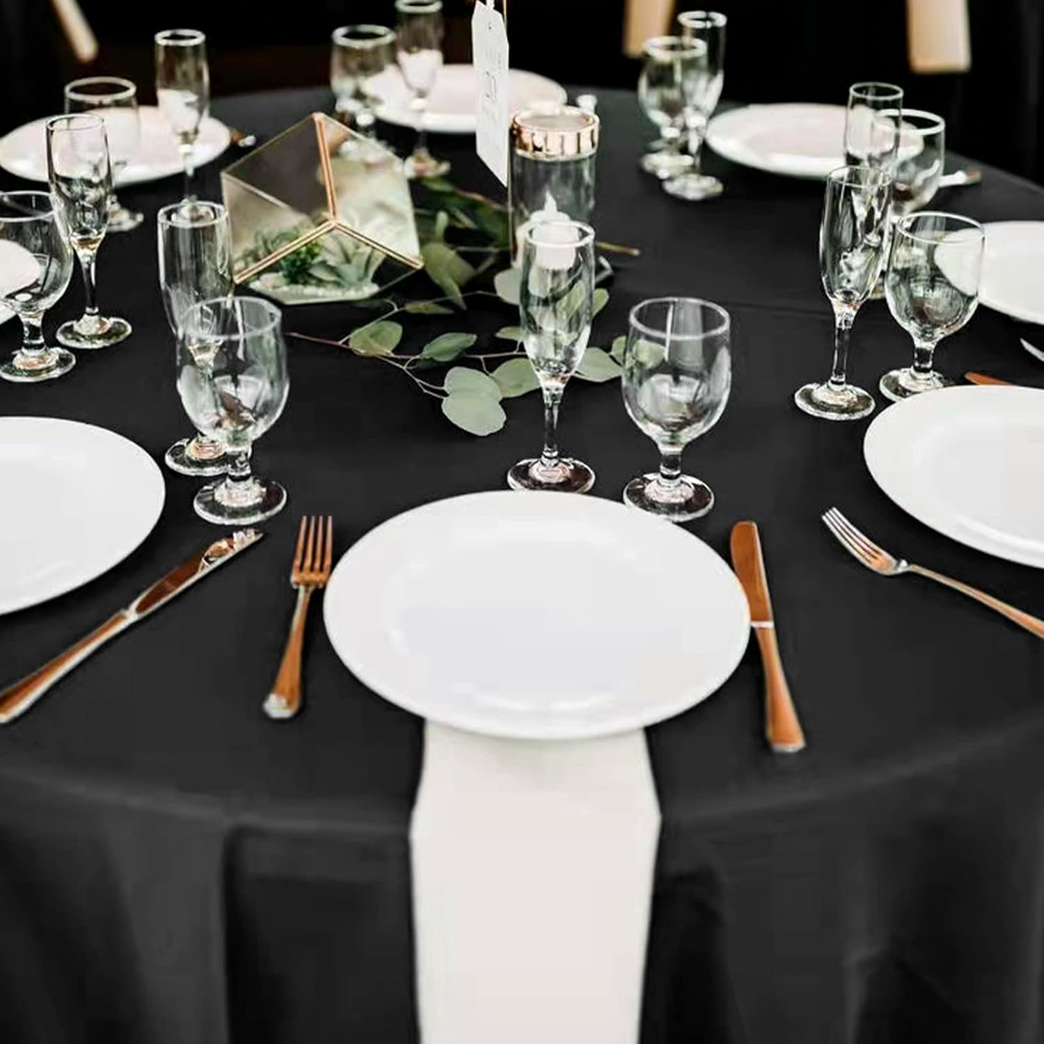 12 Pack Round Tablecloth 108 Inch - Black Polyester Tablecloth for Round Table, Premium Stain and Wrinkle Resistant Washable Fabric Table Cover for Wedding Party Banquet Restaurant Reception