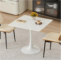 Square Dining Table, 31.5' Tulip Table with Thickened Tabletop & Metal Pedestal, Mid Century Modern Bistro Table for Kitchen, Small Places, Living Room, Cafe (White)