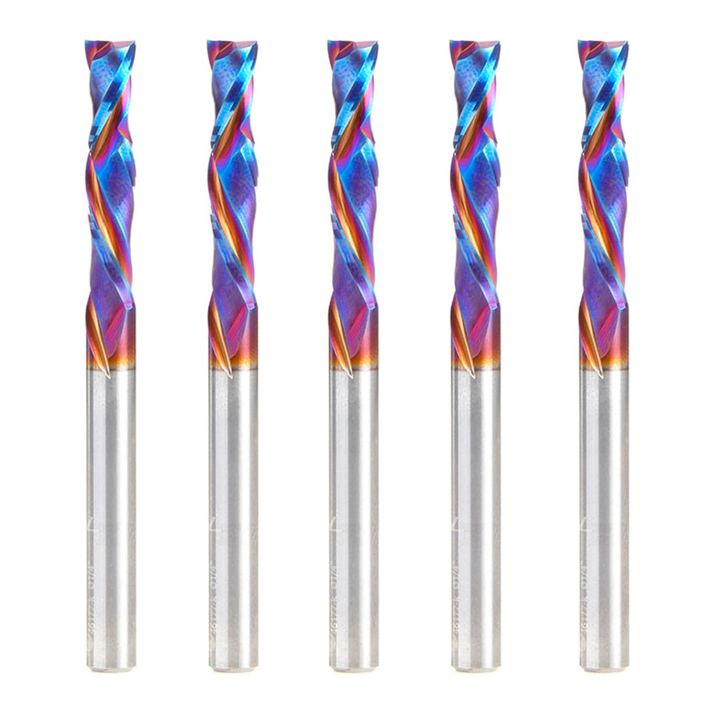 Amana Tool Spektra Extreme Tool Life Solid Carbide CNC Compression Spiral Router Bit, 46177-K-5 5 Pack, 1/4 D x 1-1/4 CH x 1/4 Shk x 3 Inch L 2 Fl