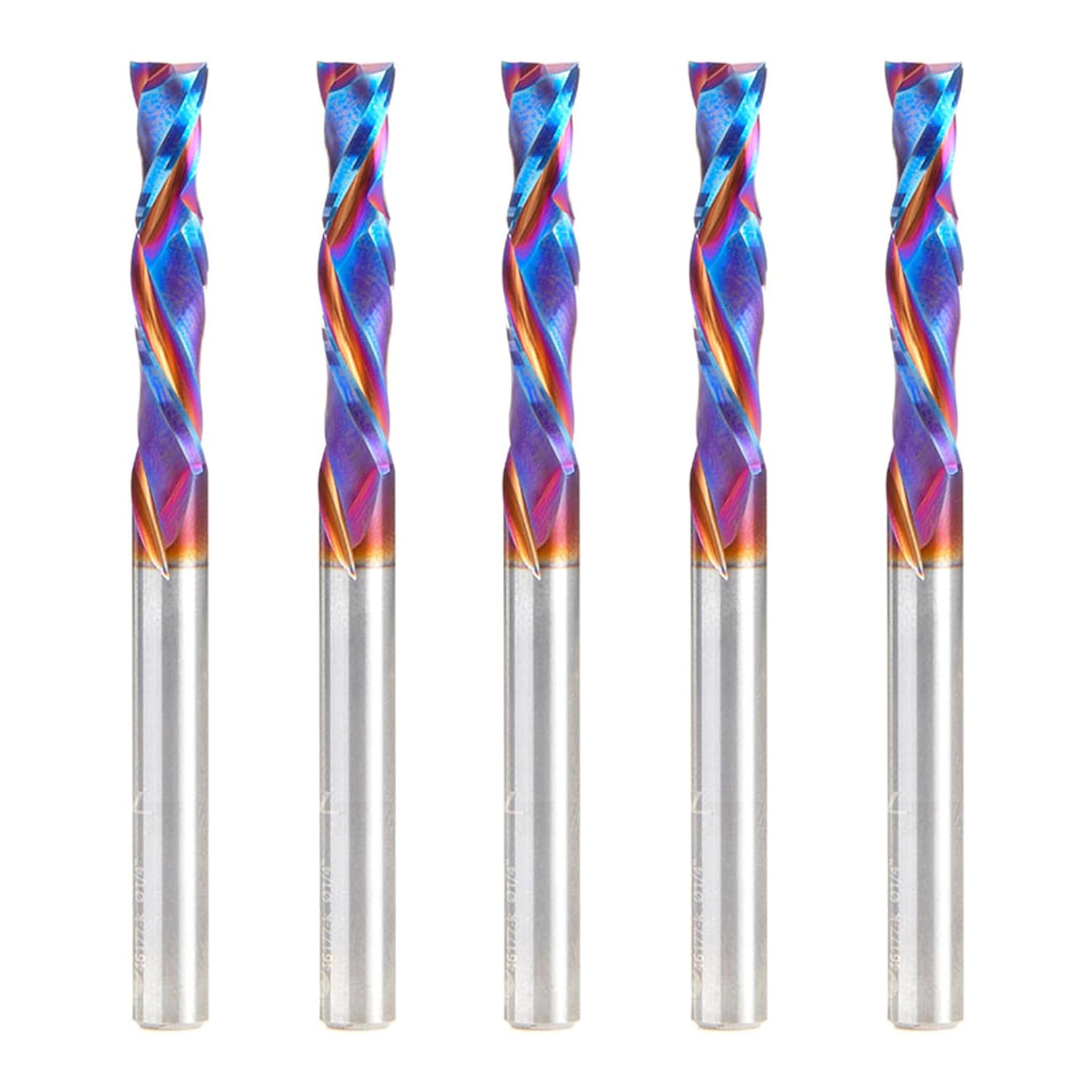 Amana Tool Spektra Extreme Tool Life Solid Carbide CNC Compression Spiral Router Bit, 46177-K-5 5 Pack, 1/4 D x 1-1/4 CH x 1/4 Shk x 3 Inch L 2 Fl