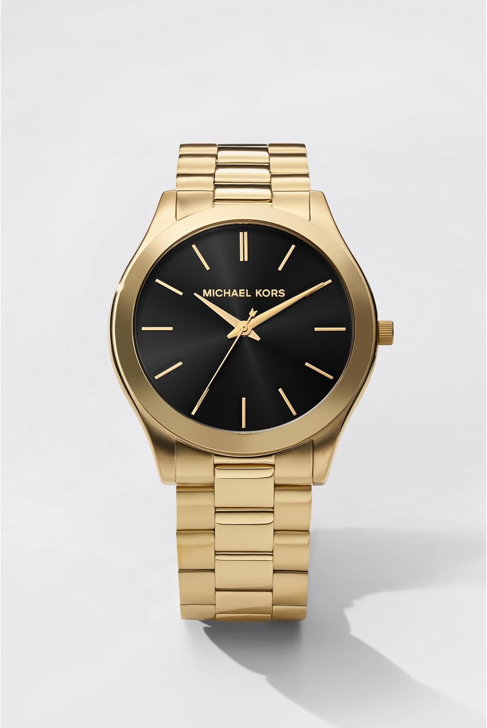 Michael Kors MK9122 - Slim Runway Three-Hand Beige Gold-Tone Stainless Steel Watch
