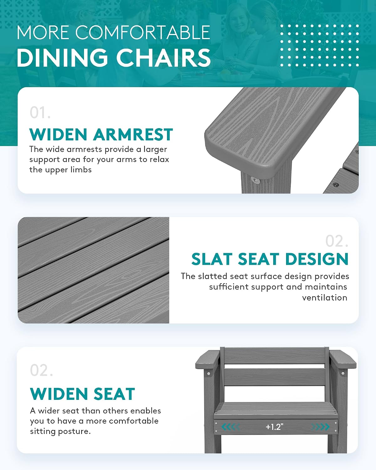 SERWALL 9-Piece Outdoor Dining Set, 60' - 83' Expandable Outdoor Dining Table and 8 HDPE Chairs, All Weather HDPE Outdoor Furniture Set for Backyard, Garden, Grey