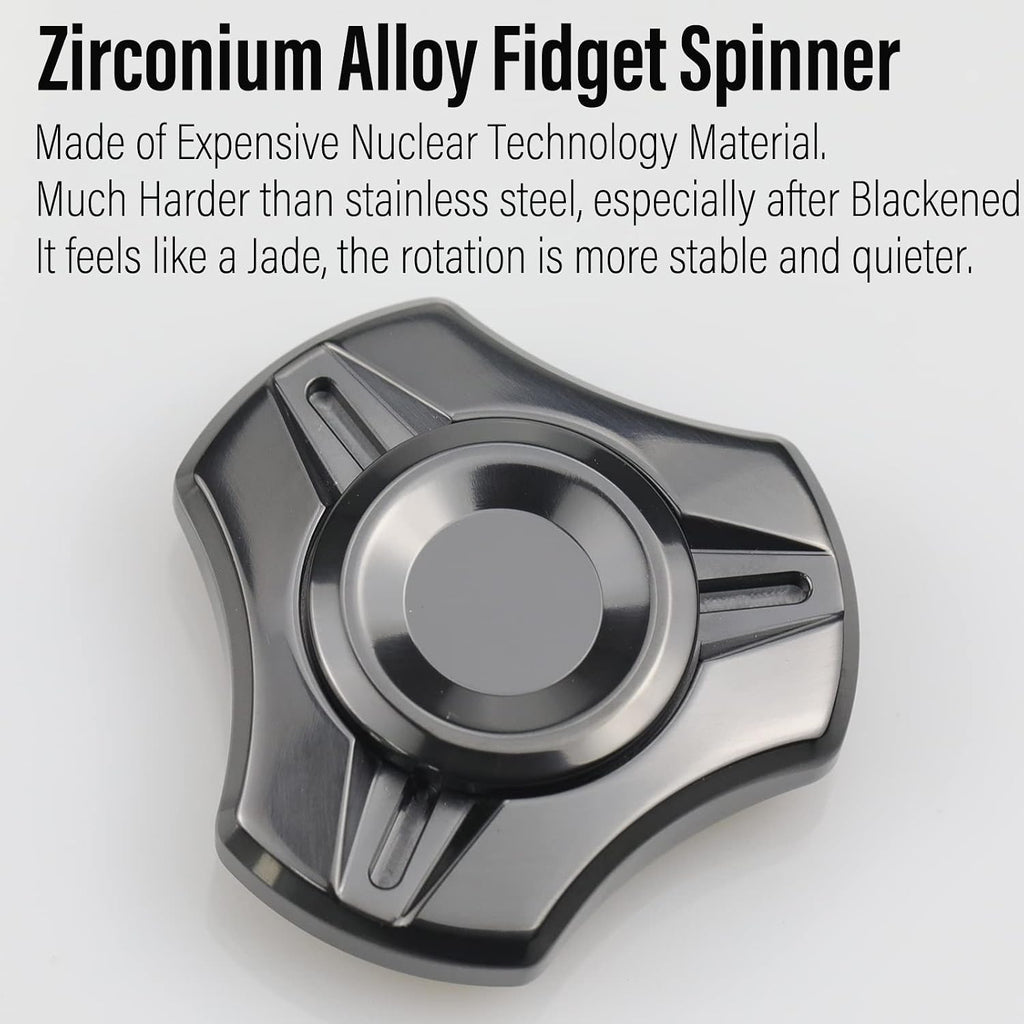 FREELOVE Premium Metal Fidget Spinner for Adults, Stainless Steel Heavy Silent Spinner with Precision Bearing, Small Office Desk Toy & EDC for Stress Relief Focus ADHD, Mini Zirconium Alloy Black