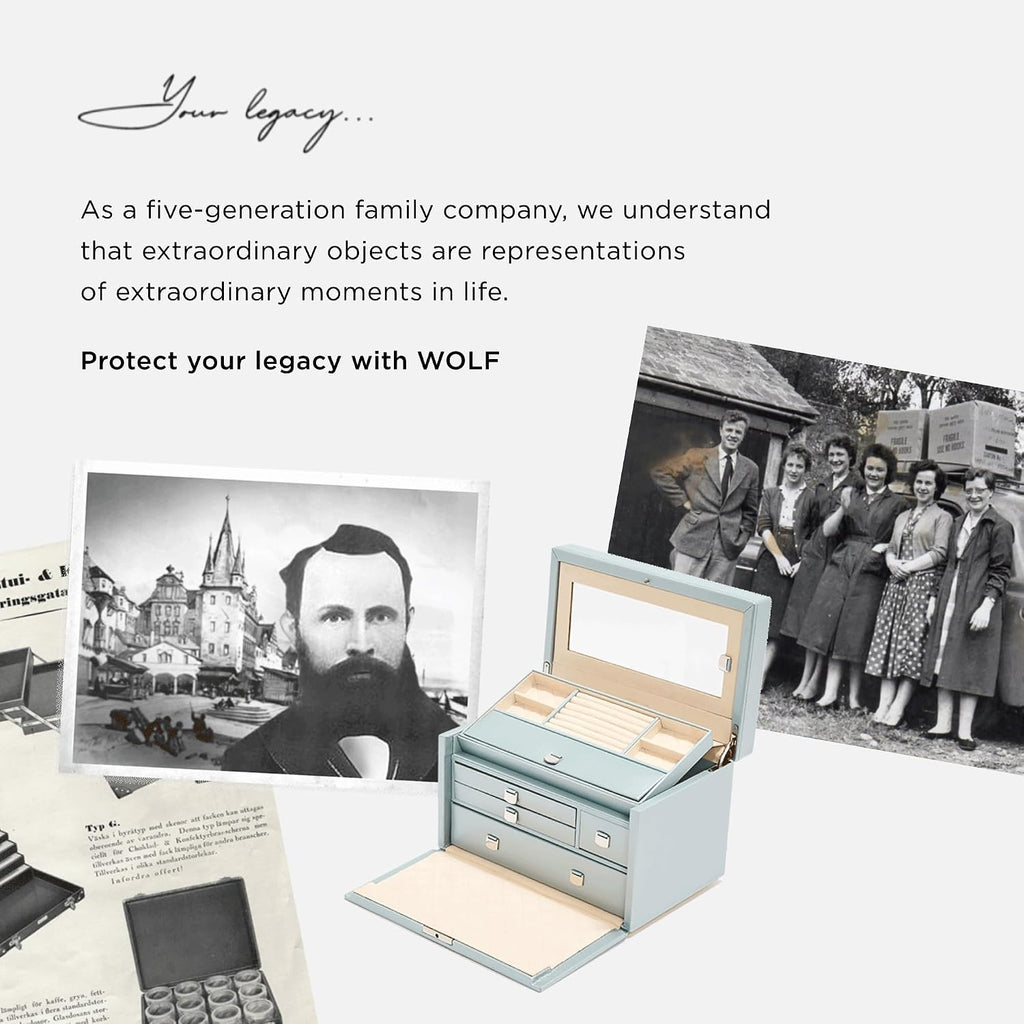WOLF Windsor 5-Piece Watch Box, Black - Features Five Watch Compartments & Vegan Leather Exterior
