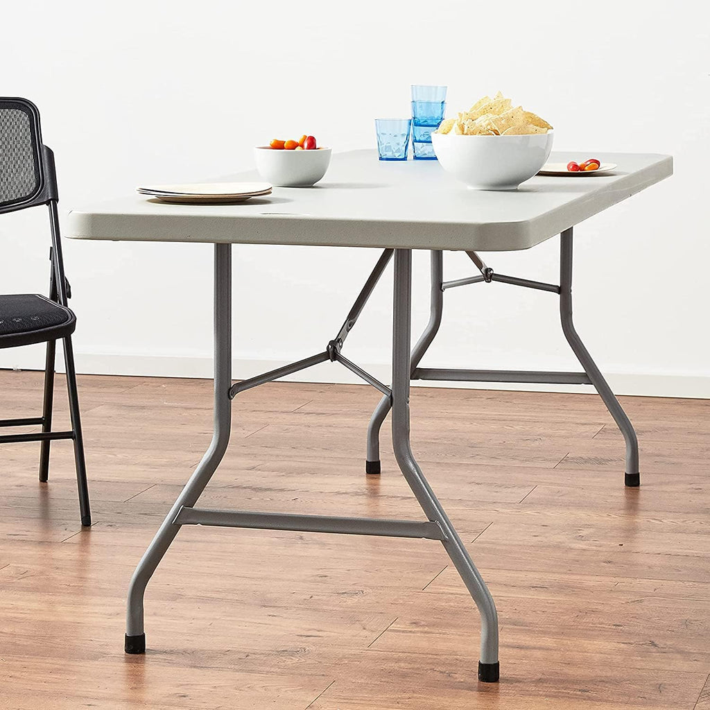 Office Star Resin Multipurpose Rectangle Folding Table for Indoor or Outdoor Use, 6 Feet Light Gray