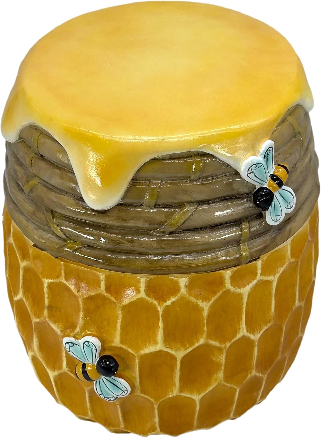 Galt International Honeycomb Stool Side Table w/Bees & Honey Top 17' | Cute Fantasy Yellow Golden Honey Hive Basket Fun Eclectic Home Decor Resin