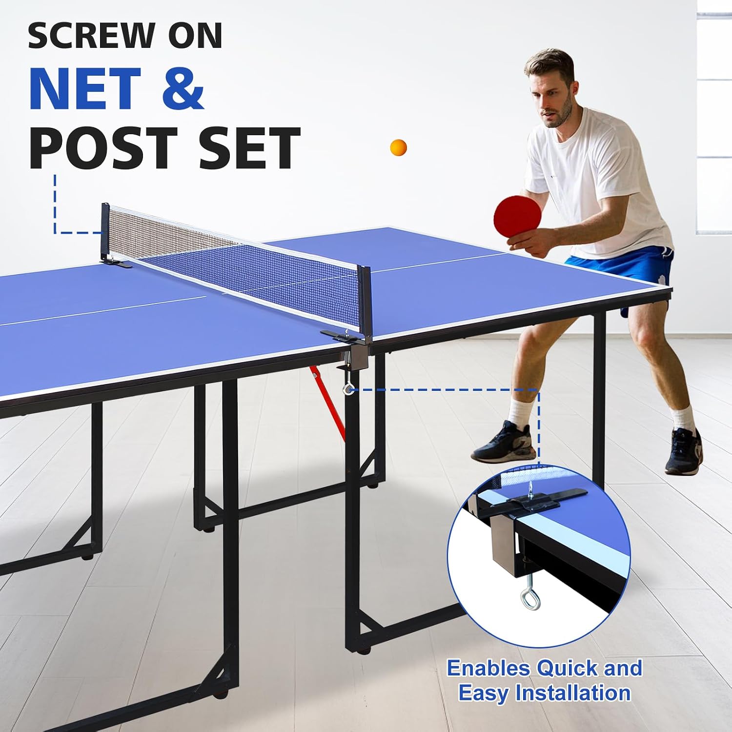 Foldable Ping Pong Table Portable 4.5FT/6FT/9FT Indoor MDF Table Tennis Table Multi-Purpose Family Game Table with Net, 2 Paddles and 3 Balls for Kid Teenager Adult