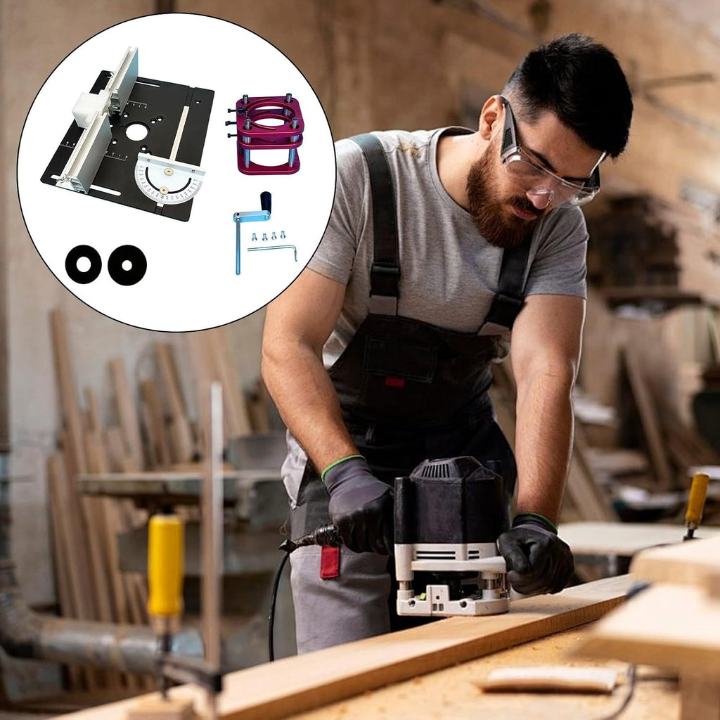 Accuracy Wood Router Lift Set for 64 66mm Motors Plunge Base Mechanism Aluminum Table Plate Woodworking Stations Woodworking Engraving Lift Tool