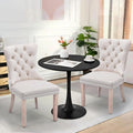 Dining Table and Dining Chair Set 31.5' Black Round Table&2 Velvet Upholstered Wooden Legs Chairs for Kitchen Dining Room Small Space 3 Piece Dining Table and Chair Set,Beige