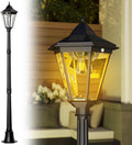 Outsunny 77' Solar Lamp Post Light, Waterproof Aluminum Outdoor Vintage Street Lamp, Motion Activated Sensor PIR, Adjustable Brightness, for Garden, Lawn, Pathway, Driveway, Black