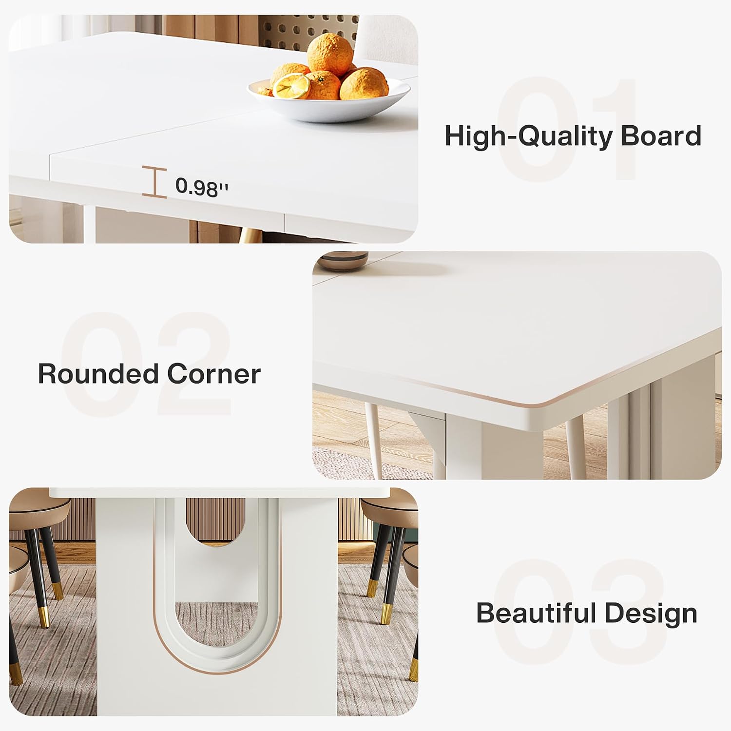 Tribesigns Modern Dining Table for 6 to 8 People, 70.9' Long Rectangular Kitchen Table with Spacious Tabletop and Sturdy Heavy Duty Legs for Dining Room, White
