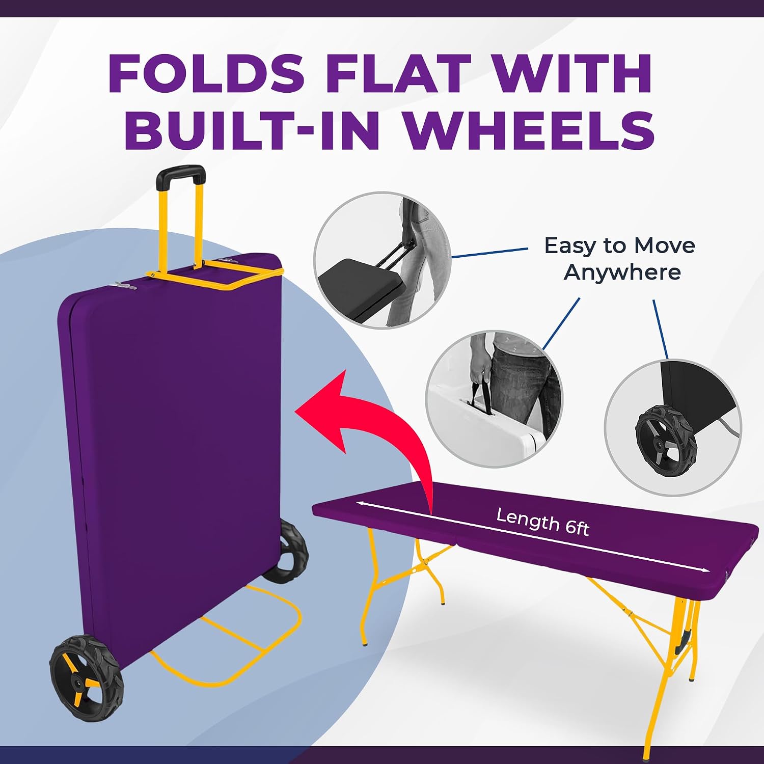 Creative Outdoor Distributor The Rolling Table Sport Edition - Portable Folding Table - (72'L x 29.3'W x 29.1'H)