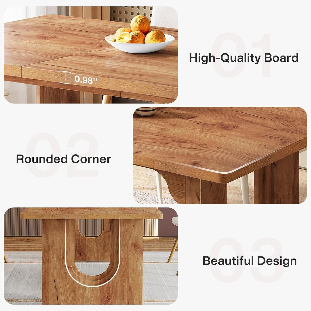 Tribesigns Farmhouse Dining Table for 6 to 8 People, 70.9-inch Large Wooden Kitchen Table with Sturdy Heavy Duty Legs, Rectangle Dining Room Table, Brown