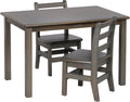 ECR4Kids 24in x 36in Rectangular Hardwood Table and Chair Set, 12in Seat Height, Kids Furniture, Grey Wash, 3-Piece