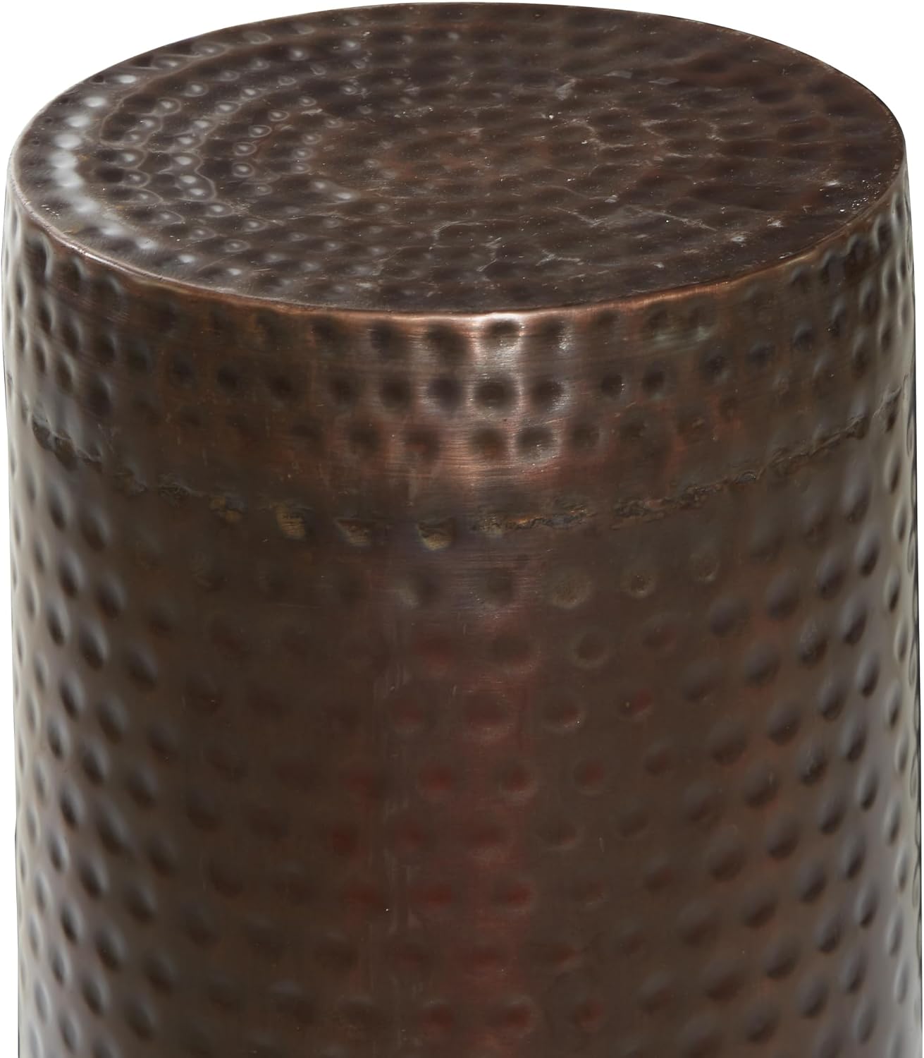 Deco 79 Metal Cylinder Pedestal Table with Hammered Design, Set of 4 36', 32', 24', 18'H, Brown