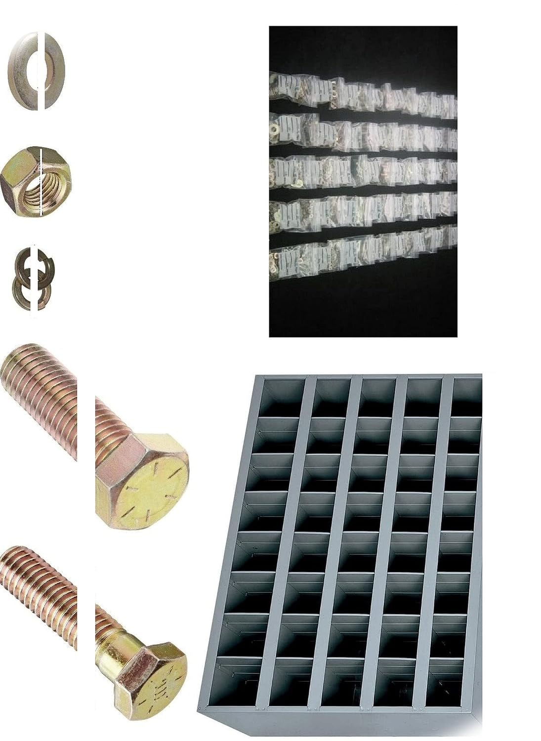Grade 8 Bolt NUT & Washer Assortment - KIT 1496 pcs with A H-D Metal 40 Hole BIN Hardware Fastener Kit Set RV9544S