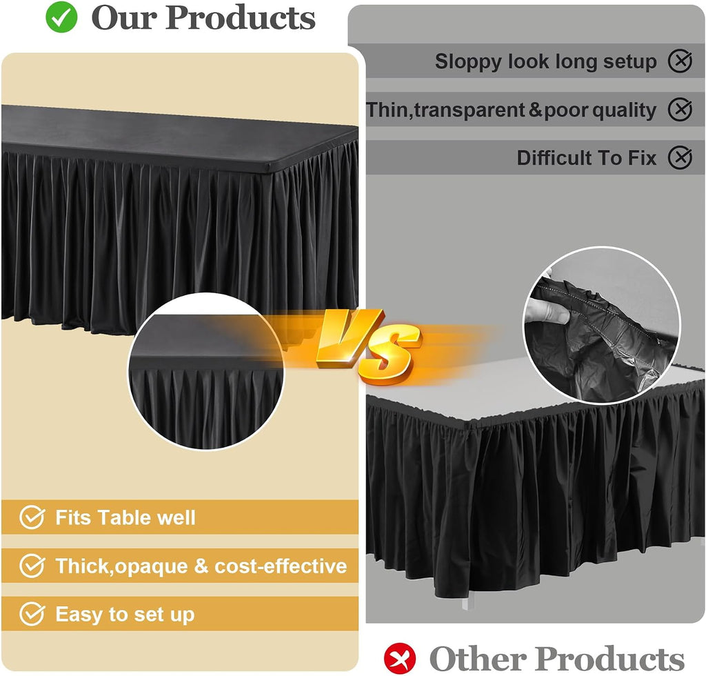 Shillance 6 Pack Black Table Clothes for 6 Foot Rectangle Tables, Premium Polyester Rectangle Tablecloth Wrinkle Resistant Washable Patio Table Cover for Party, Wedding, Banquet and Birthday