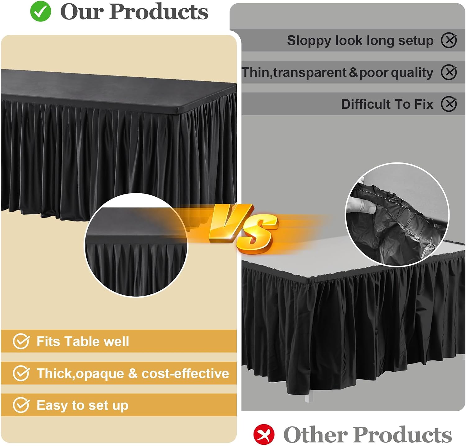 Shillance 6 Pack Black Table Clothes for 6 Foot Rectangle Tables, Premium Polyester Rectangle Tablecloth Wrinkle Resistant Washable Patio Table Cover for Party, Wedding, Banquet and Birthday
